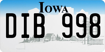 IA license plate DIB998