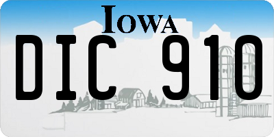 IA license plate DIC910