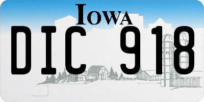 IA license plate DIC918