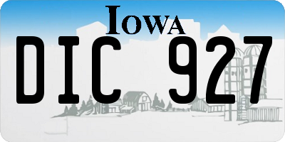 IA license plate DIC927