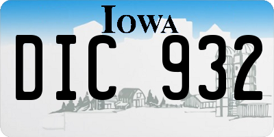 IA license plate DIC932