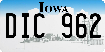 IA license plate DIC962