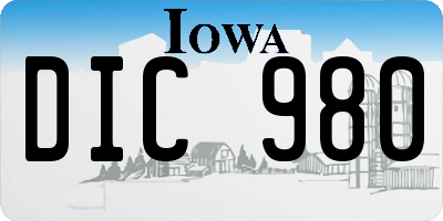 IA license plate DIC980