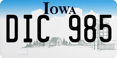 IA license plate DIC985