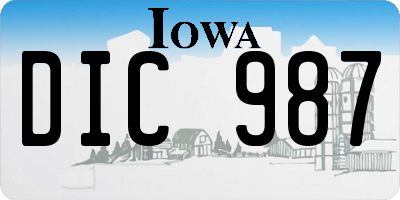 IA license plate DIC987