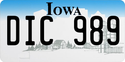 IA license plate DIC989