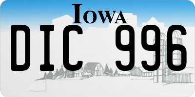 IA license plate DIC996