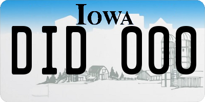 IA license plate DID000