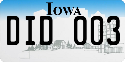 IA license plate DID003