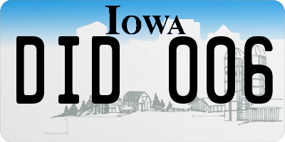 IA license plate DID006