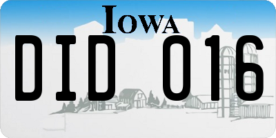 IA license plate DID016