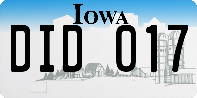 IA license plate DID017