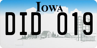 IA license plate DID019