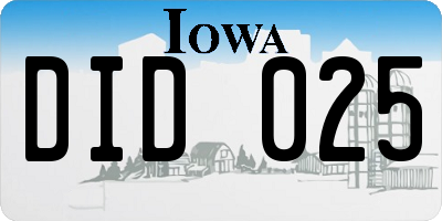 IA license plate DID025