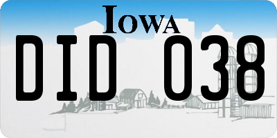 IA license plate DID038