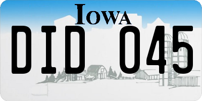 IA license plate DID045