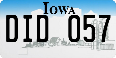 IA license plate DID057