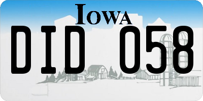 IA license plate DID058