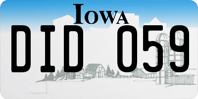 IA license plate DID059