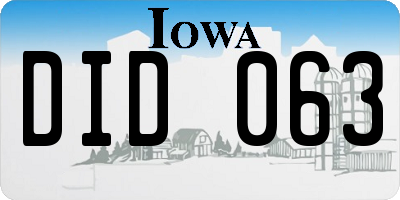 IA license plate DID063