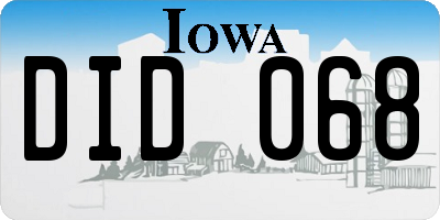 IA license plate DID068