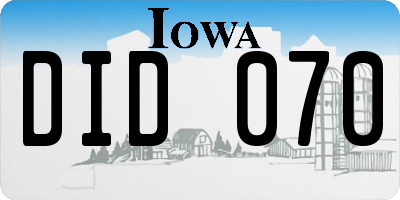 IA license plate DID070