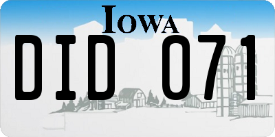 IA license plate DID071