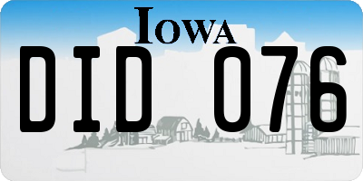 IA license plate DID076