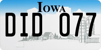 IA license plate DID077