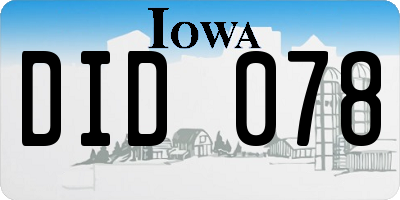 IA license plate DID078