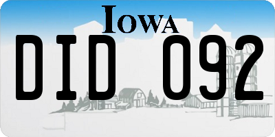 IA license plate DID092