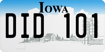 IA license plate DID101