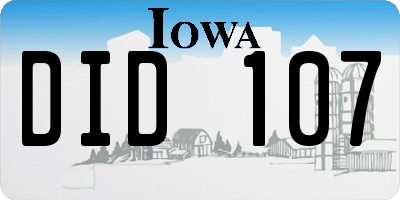 IA license plate DID107