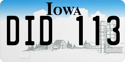 IA license plate DID113