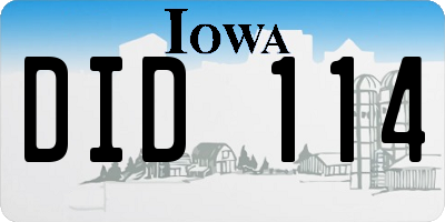 IA license plate DID114