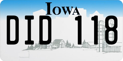 IA license plate DID118