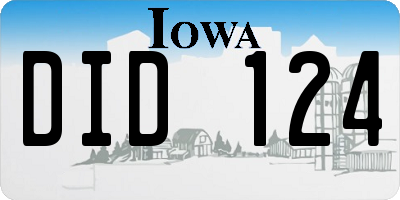 IA license plate DID124