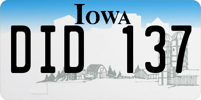 IA license plate DID137