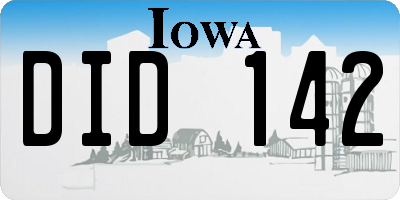 IA license plate DID142