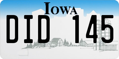 IA license plate DID145