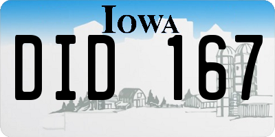 IA license plate DID167