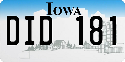 IA license plate DID181