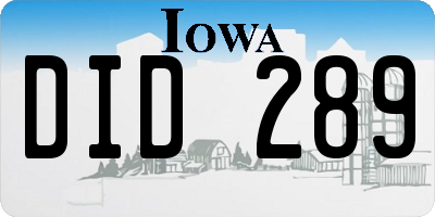 IA license plate DID289