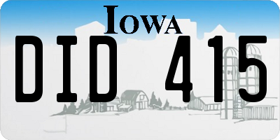 IA license plate DID415