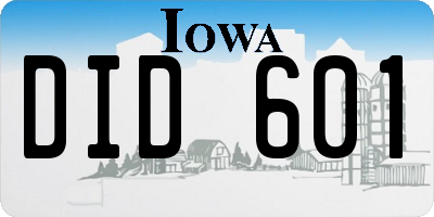 IA license plate DID601