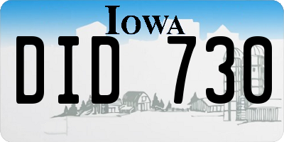 IA license plate DID730