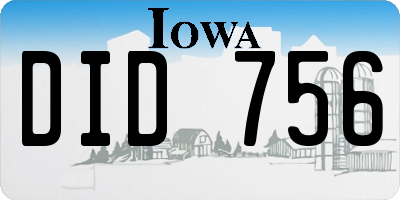 IA license plate DID756