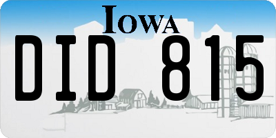 IA license plate DID815