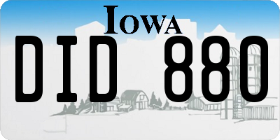 IA license plate DID880