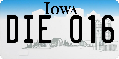 IA license plate DIE016